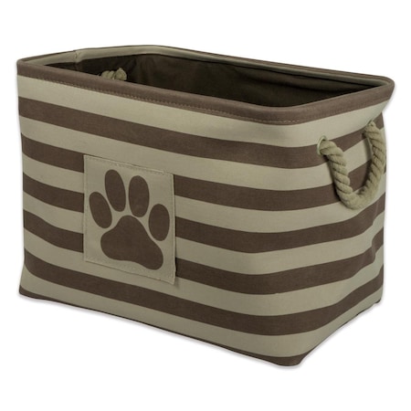 17.5 X 12 X 15 In. Polyester Pet Rectangle Storage Bin Stripe With Paw Patch, Brown - Large